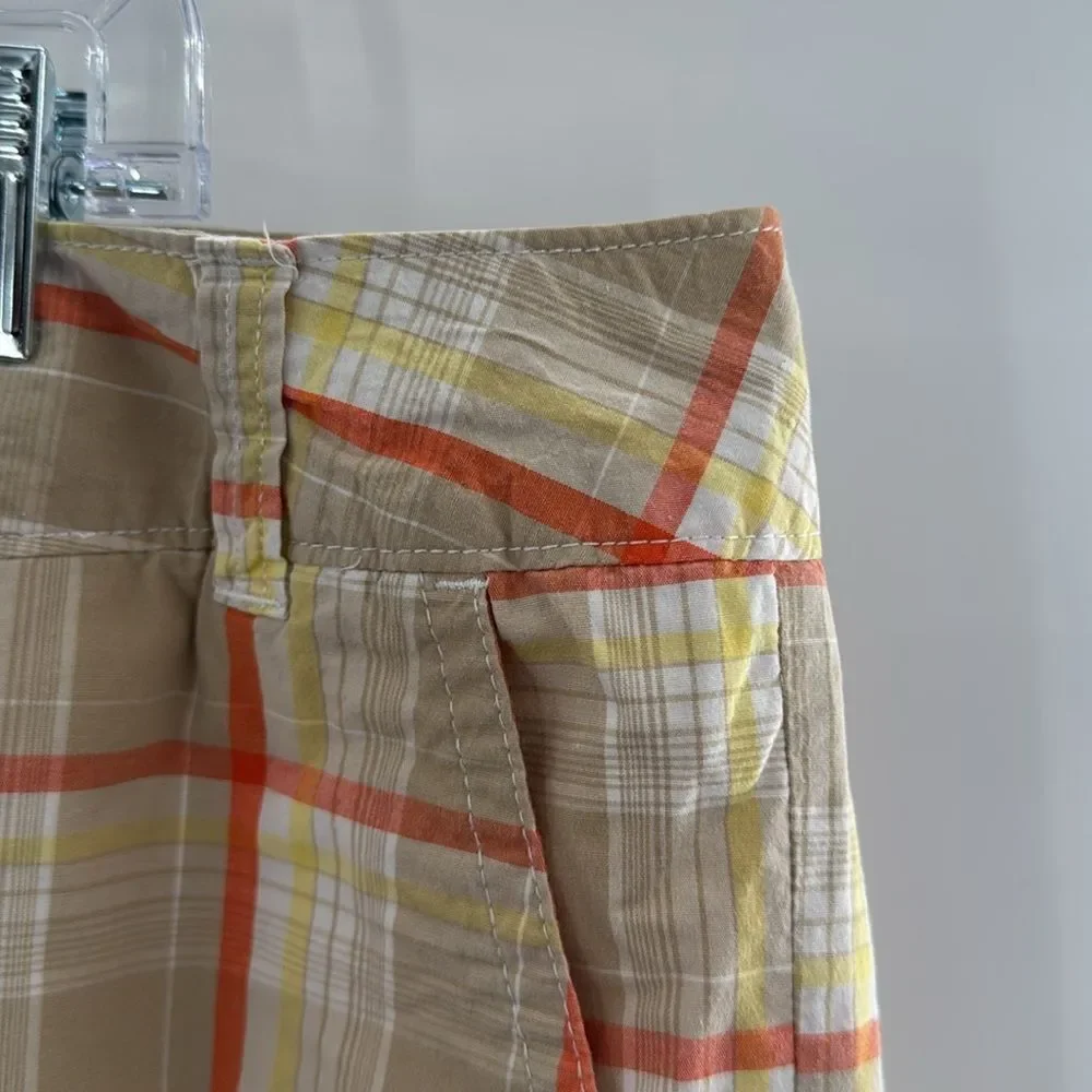 3For$20 Cato Tan Orange Yellow Plaid Shorts size 20W